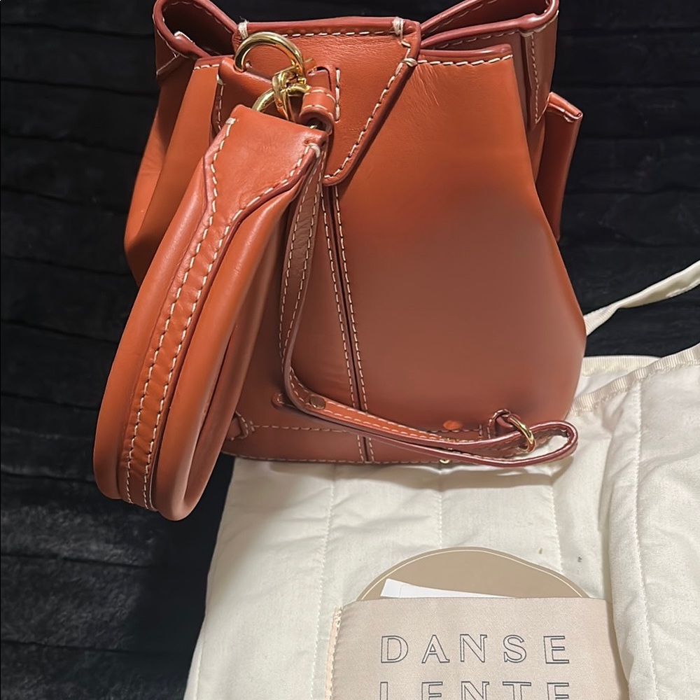 Women’s Tan Leather Backpack with Gold Accent - Picture 4 of 12